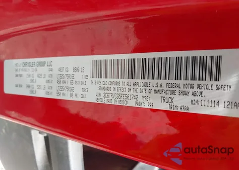 2015 Ram Promaster 2500 High Roof z USA, uszkodzony, nr VIN 3C6TRVCG5FE501742